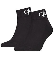 Calvin Klein Ankelstrømper - 2-pak - Sort m. Logo Calvin Klein Ankelstrømper - 2-pak - Sort m. Logo
