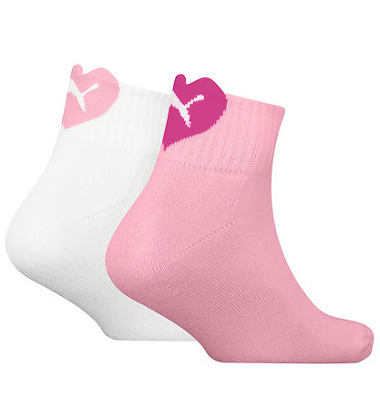 Puma Strømper - Kids Quarter - 2-pak - Hvid/Rosa m. Hjerte Logo Puma Strømper - Kids Quarter - 2-pak - Hvid/Rosa m. Hjerte Logo