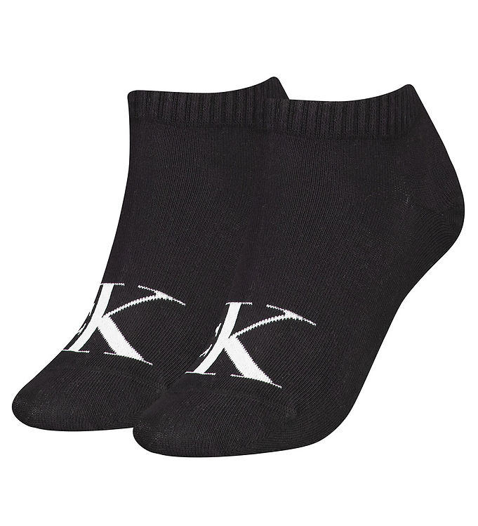 Calvin Klein Strømper 2P Women Monogram Sneaker Socks Sort Str 35/38 Dame