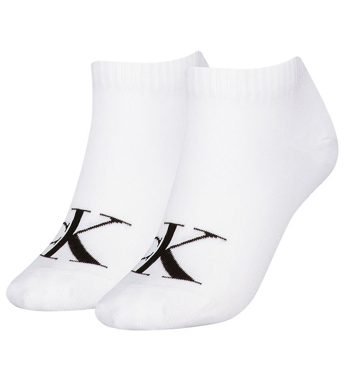 Calvin Klein Strømper 2P Women Monogram Sneaker Socks Hvid Str 35/38 Dame