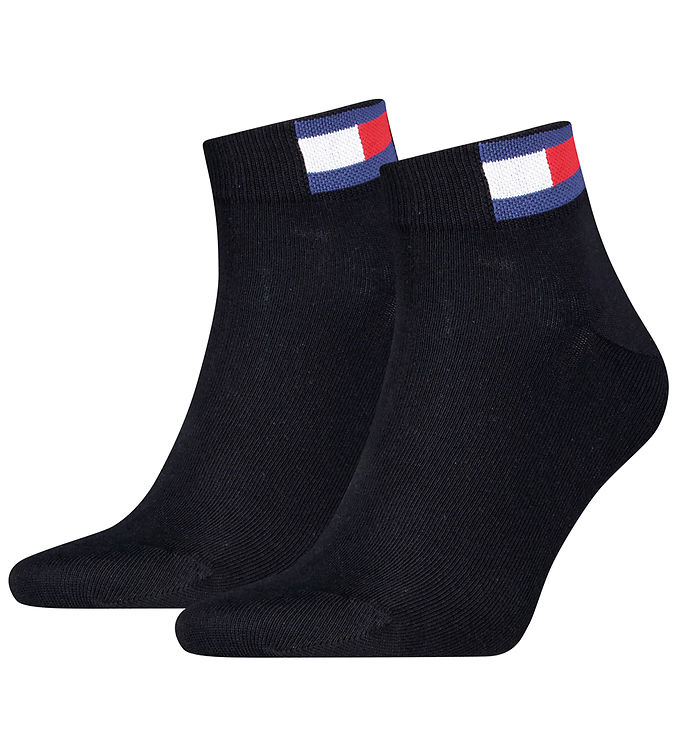 Tommy Men Uni Flag Quarter Sock Strømper 2P Marineblå Str 39/42