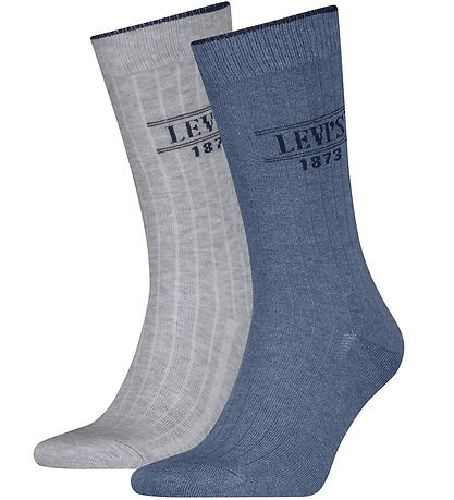 Levis Strømper - Regular Cut - 2-pak - Rib Logo - Blå/Grå Levis Strømper - Regular Cut - 2-pak - Rib Logo - Blå/Grå