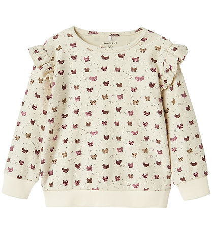 Name It Bluse - NbfRibow - Summer Sand m. Sløjfer Name It Bluse - NbfRibow - Summer Sand m. Sløjfer