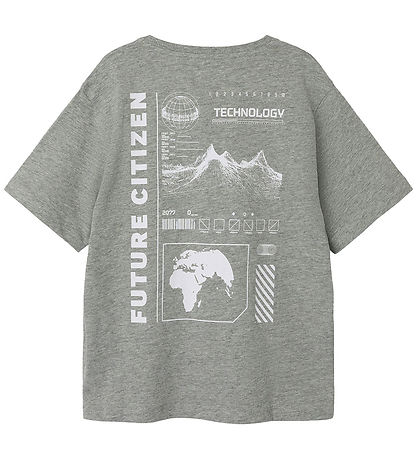 Name It T-Shirt - NkmOvan - Grey Melange m. Print