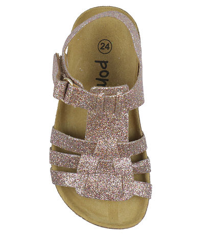 Pom Pom Sandaler - Velcro Braid - Multi Glitter