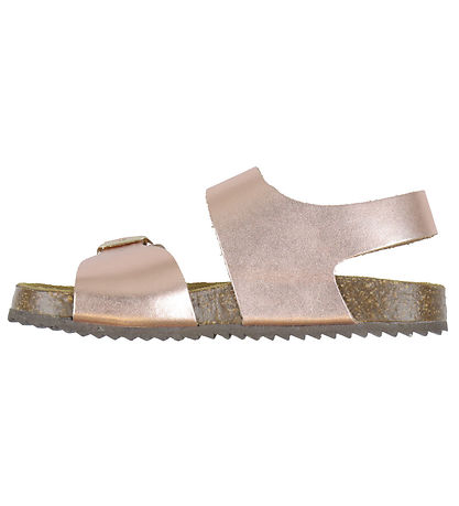 Pom Pom Sandals - Velcro - Metal Rose