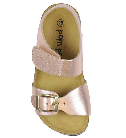 Pom Pom Sandals - Velcro - Metal Rose
