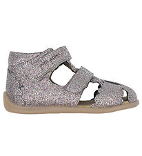 Pom Pom Sandaler - Two Velcro Scalloped - Multi Glitter Pom Pom Sandaler - Two Velcro Scalloped - Multi Glitter