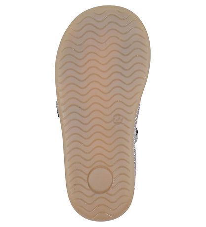 Pom Pom Sandaler - Two Velcro Scalloped - Multi Glitter