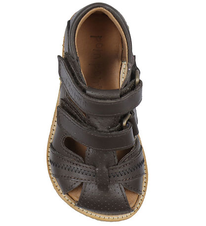 Pom Pom Sandaler - Classic Rub Sole Closed Two Velcro - Brown Pom Pom Sandaler - Classic Rub Sole Closed Two Velcro - Brown