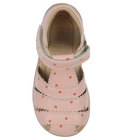 Pom Pom Sandaler - Starters Scallop Velcro - Old Rose Dot
