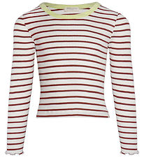 Minimalisma Bluse - Rib - Silke/Bomuld - Bardot - Hibiscus Strip Minimalisma Bluse - Rib - Silke/Bomuld - Bardot - Hibiscus Strip