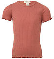 Minimalisma T-shirt - Rib - Silke/Bomuld - Blomst - Antique Red/