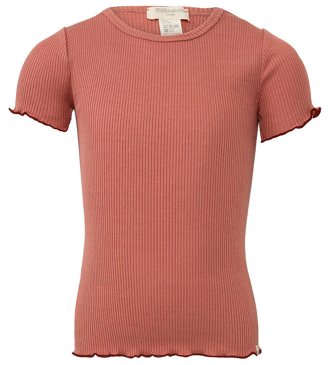 Minimalisma T-shirt - Rib - Silke/Bomuld - Blomst - Antique Red/