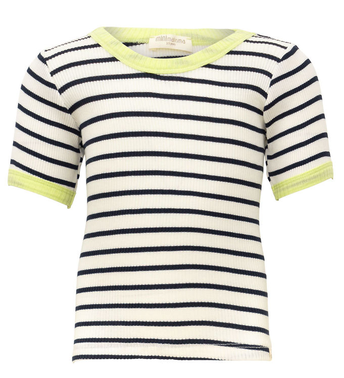 Minimalisma T-shirt - Rib - Silke/Bomuld - Ben - Sailor/Lime