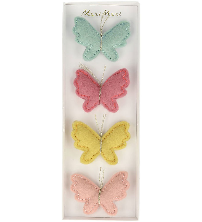 Meri Meri Hårspænder - 4-pak - Filt - Sommerfugle - 5 cm - Clips