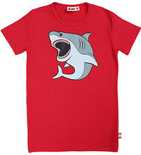 DYR-Cph T-shirt - Dyrgrowl - Rød m. Hvidhaj DYR-Cph T-shirt - Dyrgrowl - Rød m. Hvidhaj