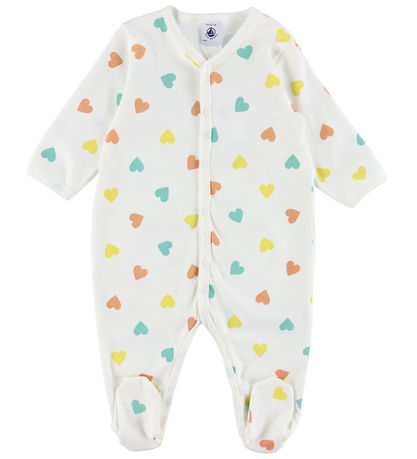 Petit Bateau Natdragt - Marshmallow m. Hjerter Petit Bateau Natdragt - Marshmallow m. Hjerter