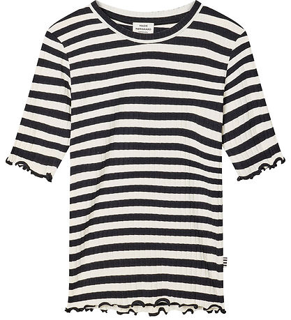 Mads Nørgaard T-shirt - Rib - Tuviana - Black/Vanilla Ice