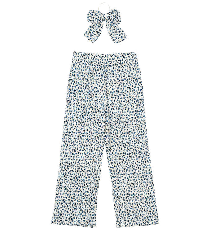 The New Bukser - TnNiki - Wide - White Swan/Blå Blomst