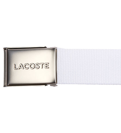 Lacoste Bælte - Woven Strap - Hvid m. Logo