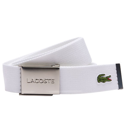 Lacoste Bælte - Woven Strap - Hvid m. Logo