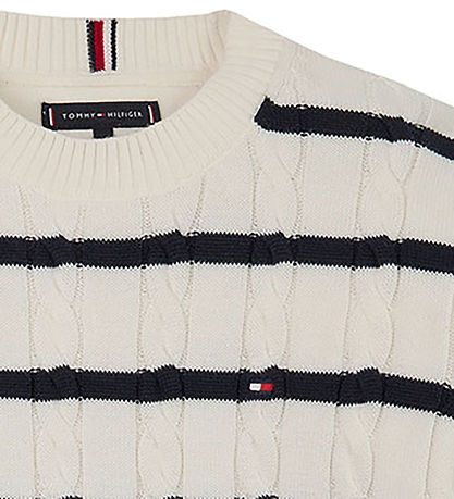 Tommy Hilfiger Bluse - Strik - Ivory Petal/Dark Night Navy Strip