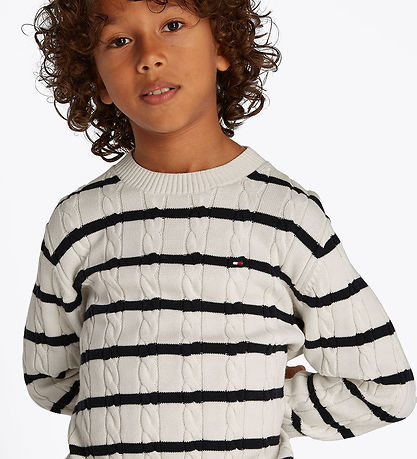 Tommy Hilfiger Bluse - Strik - Ivory Petal/Dark Night Navy Strip