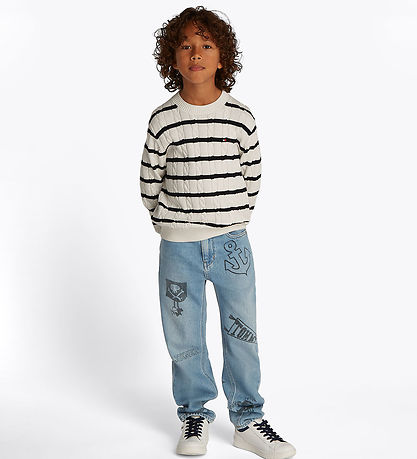 Tommy Hilfiger Bluse - Strik - Ivory Petal/Dark Night Navy Strip