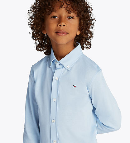 Tommy Hilfiger Skjorte - Piqué - Breezy Blue Tommy Hilfiger Skjorte - Piqué - Breezy Blue