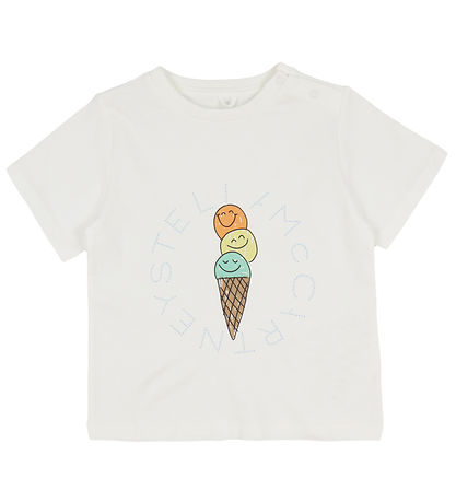 Stella McCartney Kids T-shirt - Ivory m. Isvaffel Stella McCartney Kids T-shirt - Ivory m. Isvaffel