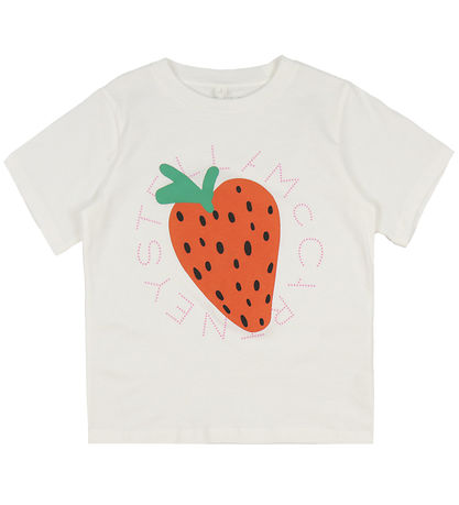 Stella McCartney Kids T-shirt - Ivory m. Jordbær Stella McCartney Kids T-shirt - Ivory m. Jordbær