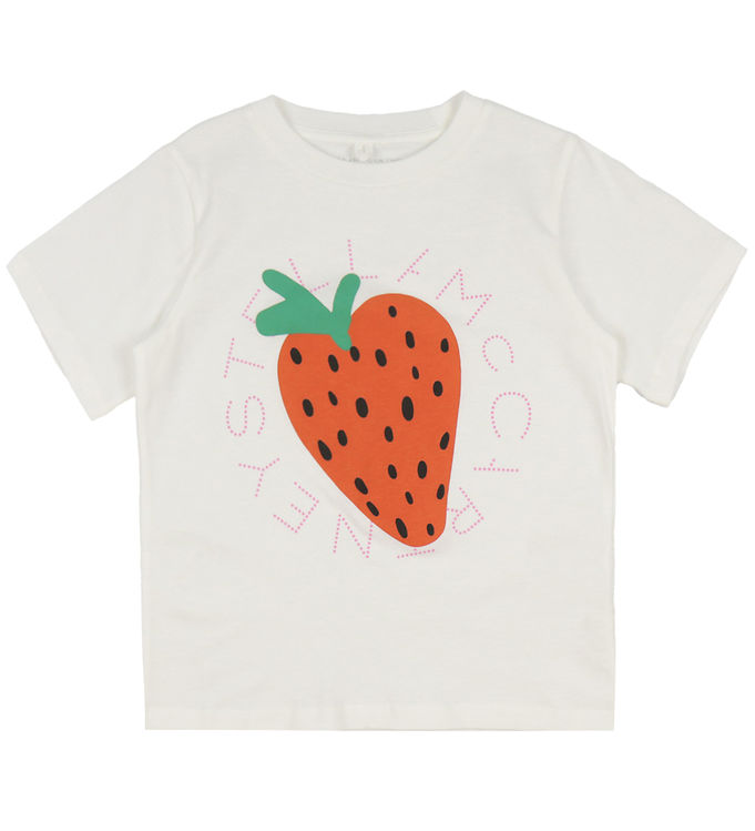 Stella McCartney Kids T-shirt - Ivory m. Jordbær