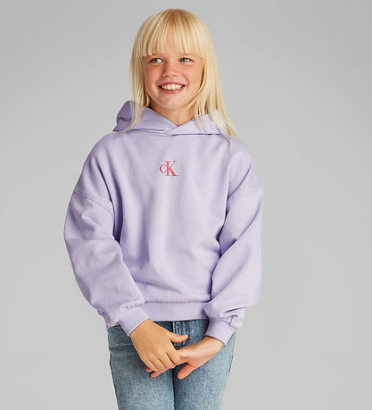 Calvin Klein Hættetrøje - Flower Back - Purple Heather Calvin Klein Hættetrøje - Flower Back - Purple Heather