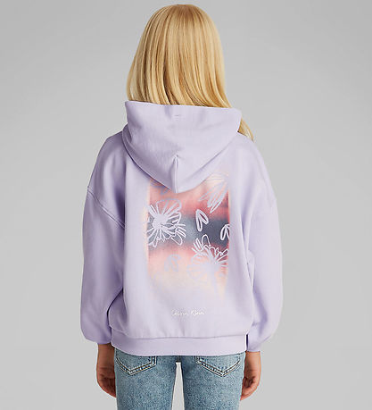 Calvin Klein Hættetrøje - Flower Back - Purple Heather Calvin Klein Hættetrøje - Flower Back - Purple Heather