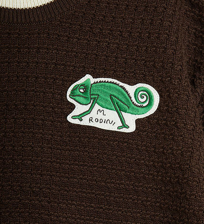 Mini Rodini T-shirt - Strik - Lizard - Brun  Mini Rodini T-shirt - Strik - Lizard - Brun