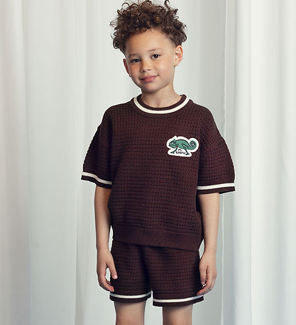 Mini Rodini T-shirt - Strik - Lizard - Brun 