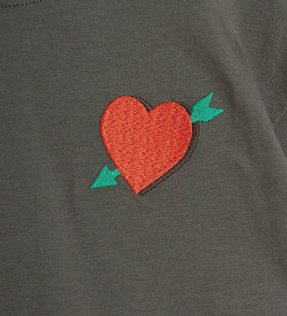 Mini Rodini T-shirt - Arrowed Heart - Mørkegrøn
