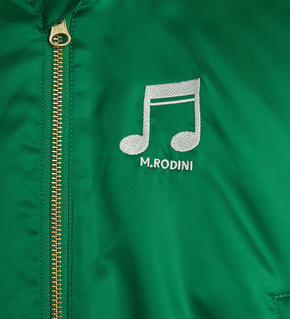 Mini Rodini Jakke - Note Chenille Satin Baseball - Grøn