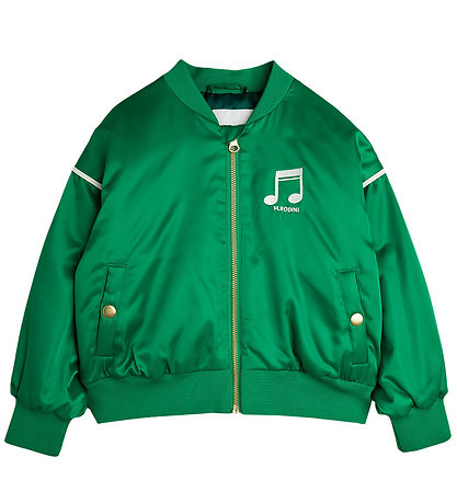 Mini Rodini Jakke - Note Chenille Satin Baseball - Grøn