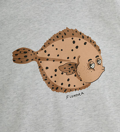 Mini Rodini Stuttermabolur - Flundra - Grátóna