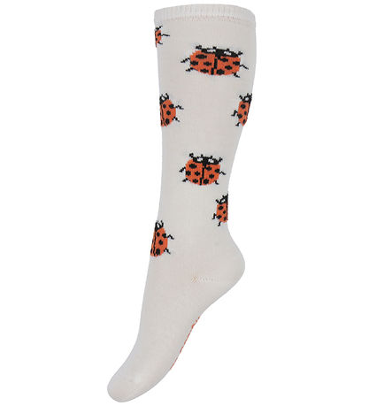 Mini Rodini Knee-High Socks - Ladybug - White