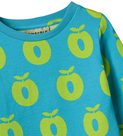 Småfolk Bluse - Blue Atoll m. Æbler Småfolk Bluse - Blue Atoll m. Æbler