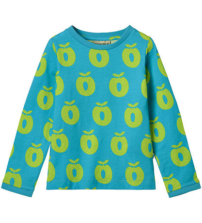 Småfolk Bluse - Blue Atoll m. Æbler Småfolk Bluse - Blue Atoll m. Æbler
