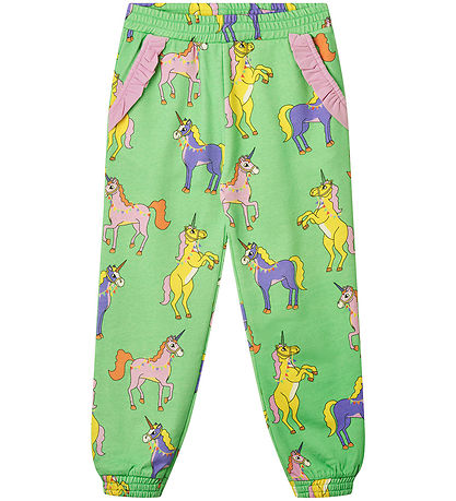 Småfolk Sweatpants - Minty Green Tea m. Enhjørninger