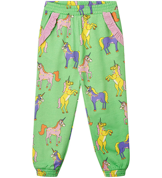 Småfolk Sweatpants - Minty Green Tea m. Enhjørninger