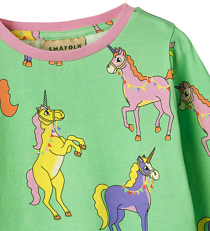 Småfolk Blouse - Minty Green Tea w. Unicorns
