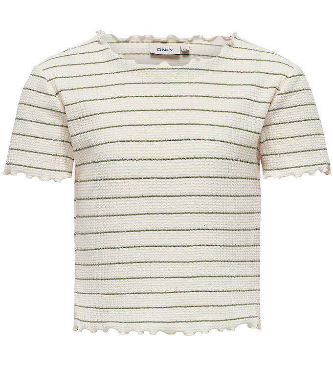 Kids Only T-shirt - Cropped - KogAnits - Antique White/Hedge Gre
