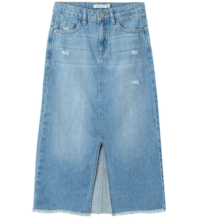 Name It Light Blue Denim Long Nederdel - Str. 8y 128cm