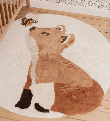 Little Dutch Gulvtæppe - 110x110 cm - Beige m. Ræv/Bi